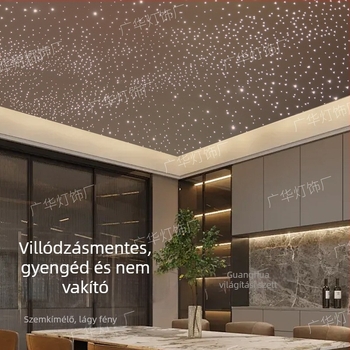 Gipszkartonból készült mennyezet csillagos égbolttal és optikai szálas LED-világítással nappalira, hálószobára és médiaszobára