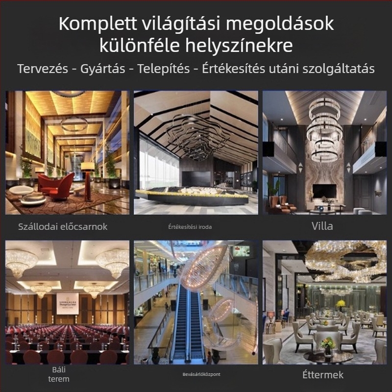 Egyedi tervezésű csillárok nagy szállodák és banketttermek számára