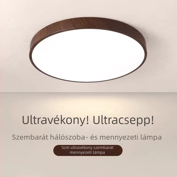 110V Fa textúrájú kerek mennyezeti lámpa diófa árnyalatú LED, lépcső nélküli fényerő-szabályozás távirányítóval – nappali és hálószoba, PSE tanúsítvány