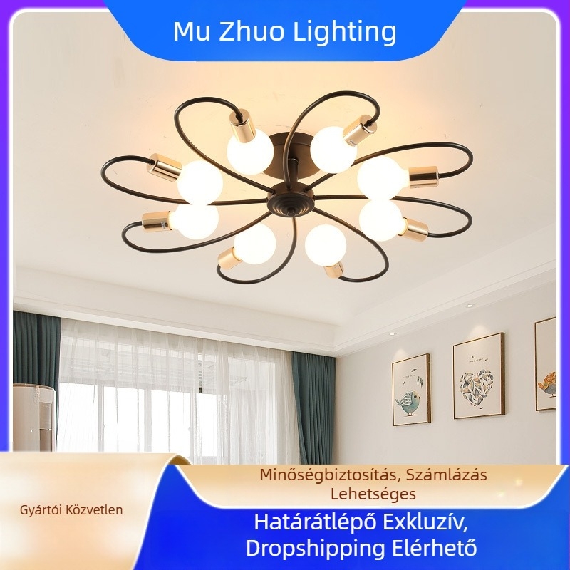 Skandináv LED mennyezeti lámpa nappaliba és hálószobába, modern minimalista dizájn, fémből készült árnyékoló