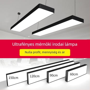 Ipari LED lineáris lámpa irodákhoz és kereskedelmi létesítményekhez, mennyezeti felszerelés, négyzetprofilos burkolat, IP42, 6000K, 39 LED, 48W, méretek 120×7–120×30 cm