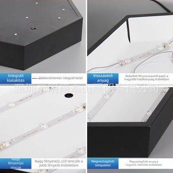 LED irodai függőlámpa geometriai formákkal: hatszög, kör, négyzet és Y-alakú gyűrű