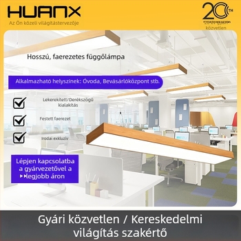 LED fa textúrájú hosszú sávos függőlámpa irodák és kereskedelmi terek számára