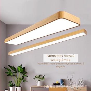 LED fa textúrájú hosszú sávos függőlámpa irodák és kereskedelmi terek számára