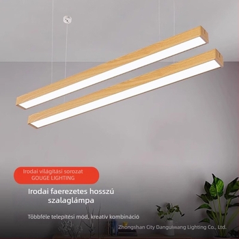 LED fa textúrájú hosszú sávos függőlámpa irodák és kereskedelmi terek számára