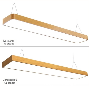 LED fa textúrájú hosszú sávos függőlámpa irodák és kereskedelmi terek számára