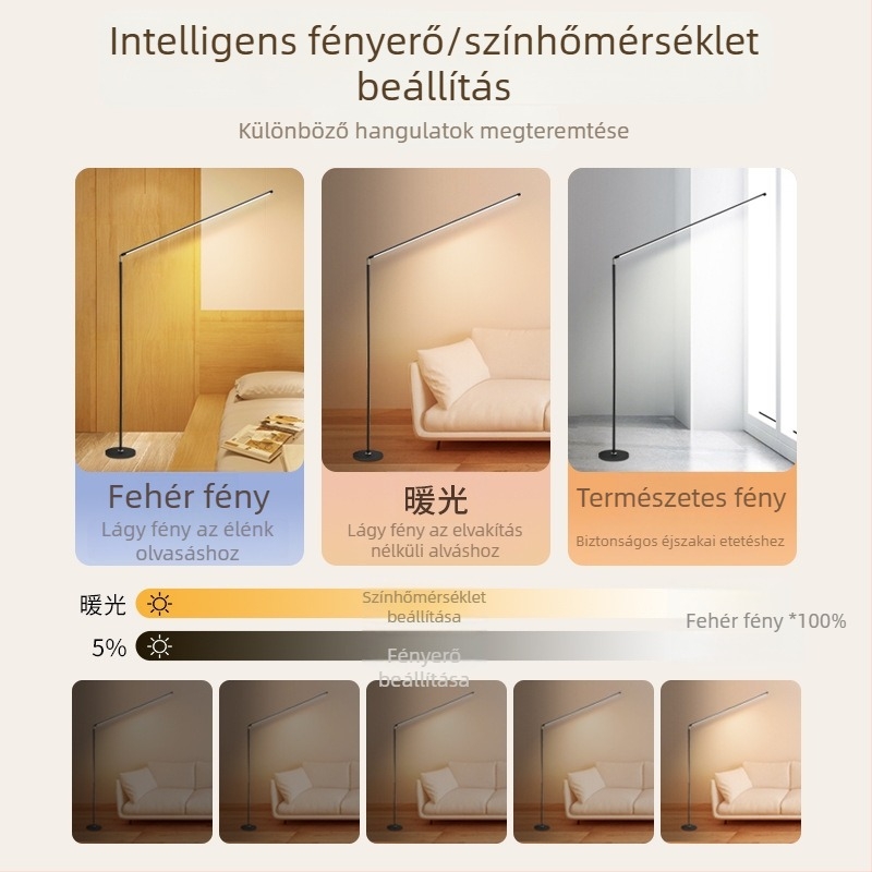 LED állólámpa nappalira és hálószobába, olvasáshoz állítható fény, modern minimalista dizájn
