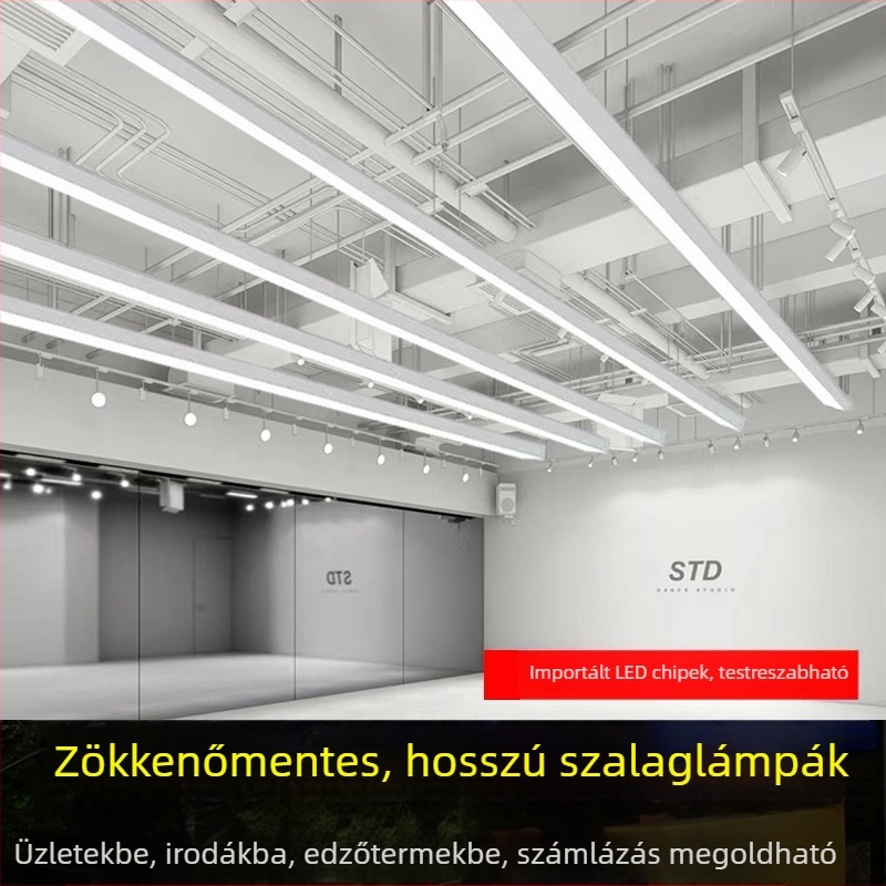 Hosszú csillár táncstúdiókhoz és jóga stúdióhoz, lágy fényű lineáris világítás edzőterembe