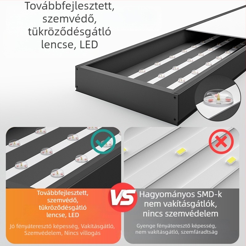 LED szalagvilágítás alumínium négyzetcsatornában irodai rácsos mennyezethez – kereskedelmi világítás