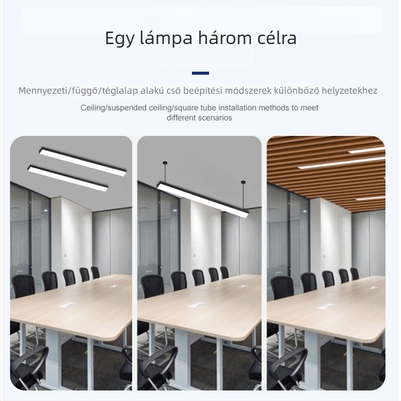 LED lineáris függőlámpa irodák és tantermek számára, magas fényerő, árnyékmentes