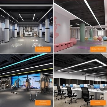 Hosszú LED-szalag alumínium négyzet profilú, zökkenőmentes csatlakoztatás, függő világítás iroda, edzőterem és szépségszalon számára