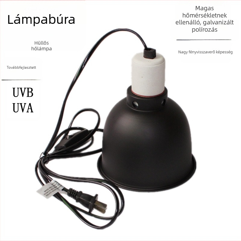 Fém lámpabúra hüllők számára, 5,5 hüvelyk, megerősített UVB/UVA visszaverődés
