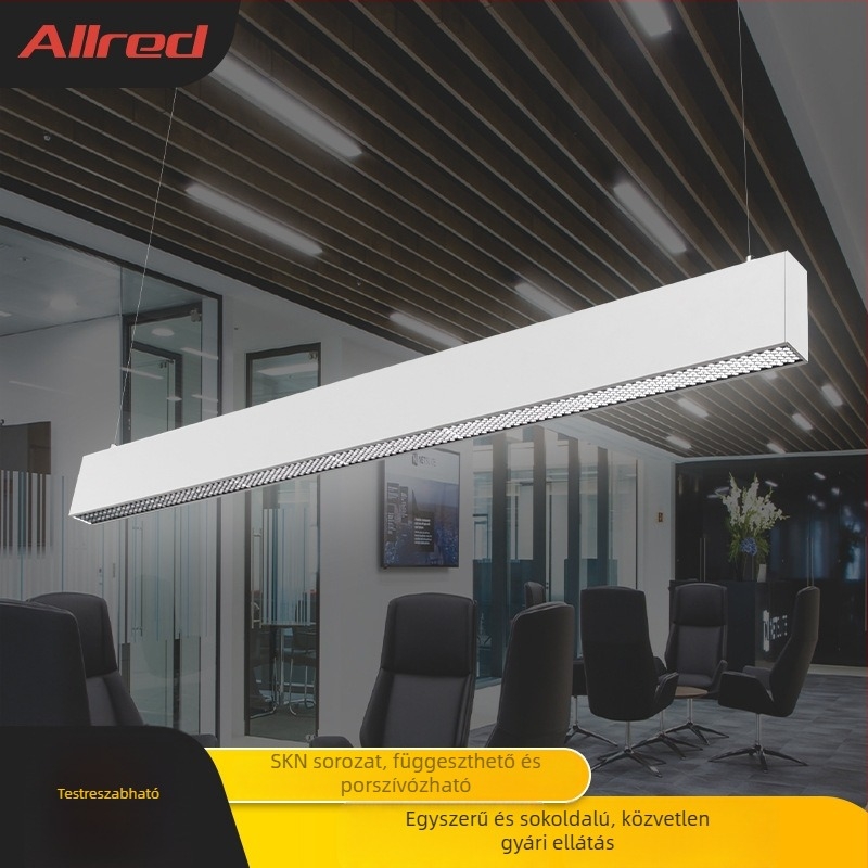 LED hosszú szalaglámpa méhsejt mintázatú anti‑glare rácsos lámpatest iroda számára, alumínium ötvözetű lineáris lámpa