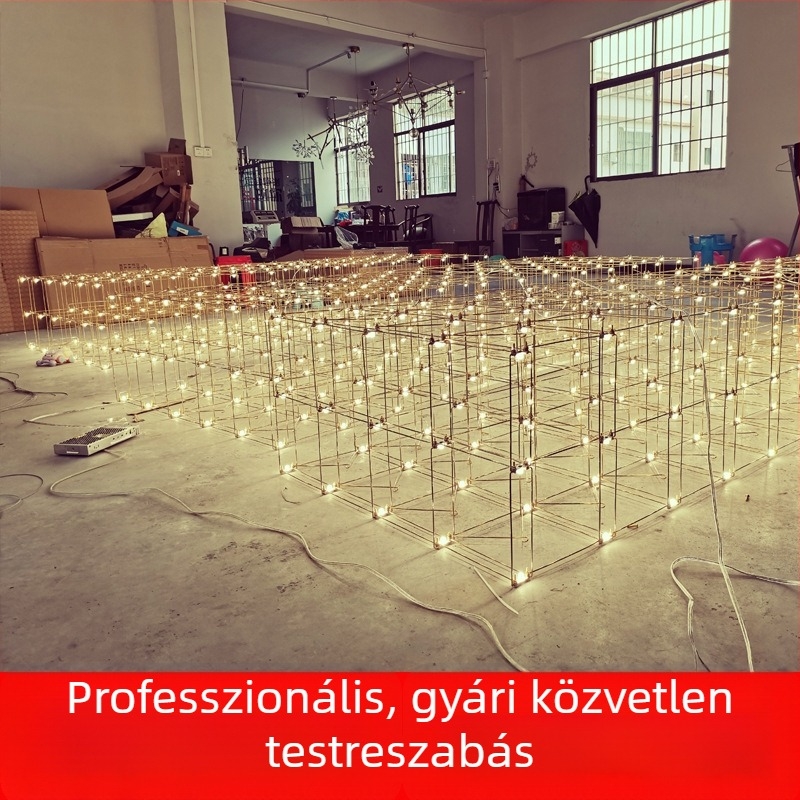 Nagy üvegcsillár a szálloda előcsarnokába, kubikus csillagfény dizájn, testreszabható