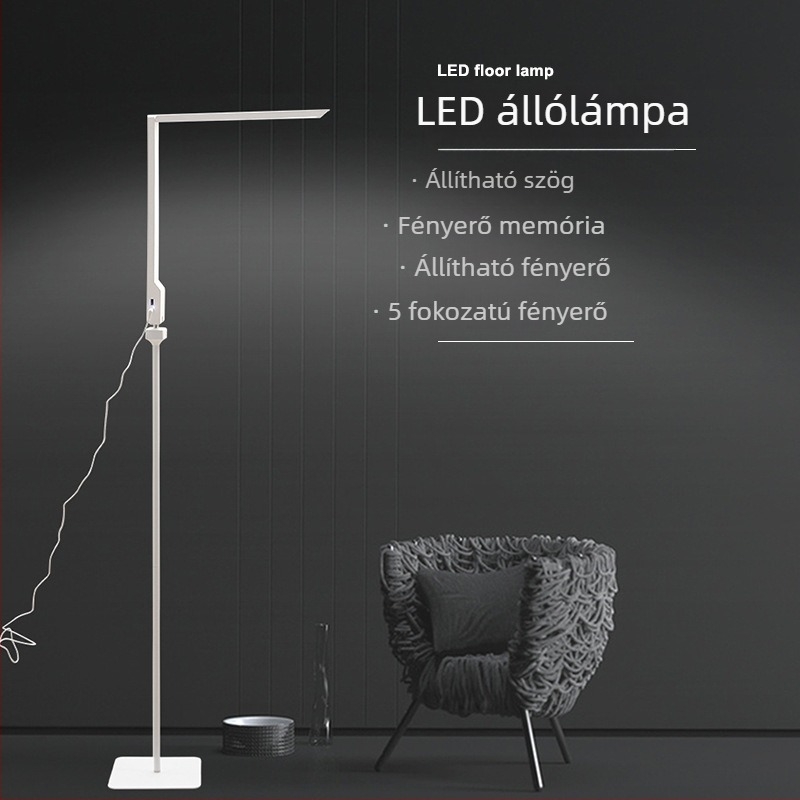 LED álló lámpa nappalira és hálószobába, állítható színhőmérséklet, fényerő és memória funkció