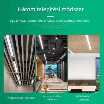 LED négyszögletes lineáris lámpa függő kivitelben és rácsos dizájnnal – irodának, táncteremnek és kiskereskedelmi területre