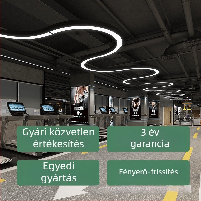 LED ívű gyűrűs csillár, félkör alakú, ipari stílusú világítótest iroda recepcióhoz, edzőteremhez és Internet-kávézóhoz