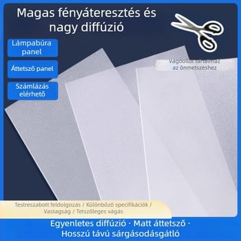 LED akril panel mennyezeti lámpához, antireflexiós védőfólia és difúziós fólia a lágy fényért