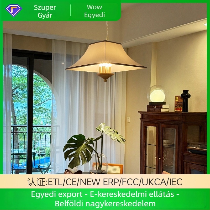 Egyedi középkor-stílusú étkezői csillár textil árnyékolóval és LED világítással