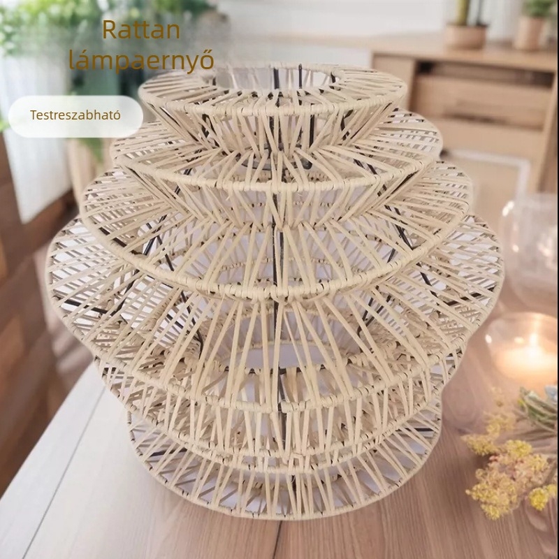 Fonott rattan lámpabura függőlámpához, dekoratív, testreszabható