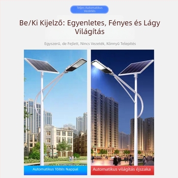 Napelemes utcai lámpa kültéri használatra, 6,5 m magas oszloppal, teljes készlet, nagy teljesítmény, rendkívül fényes kertvilágítás.