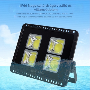 Kültéri LED-floodlight, vízálló, nagy teljesítményű világítótest, 100W/200W/400W, fekete ház