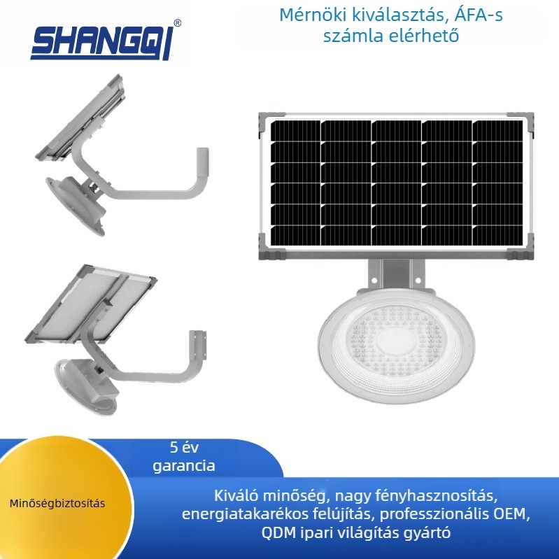 LED napelemes utcai lámpa, kültéri vízálló, nagy teljesítményű, IP65, házhoz és kerthez