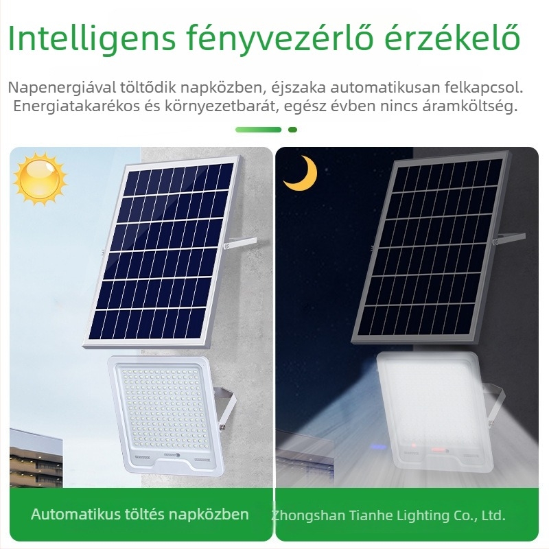 Napelemes kültéri LED utcaslámpa házhoz és kerthez, IP67 vízálló, nagy teljesítményű, rendkívül fényes világítás
