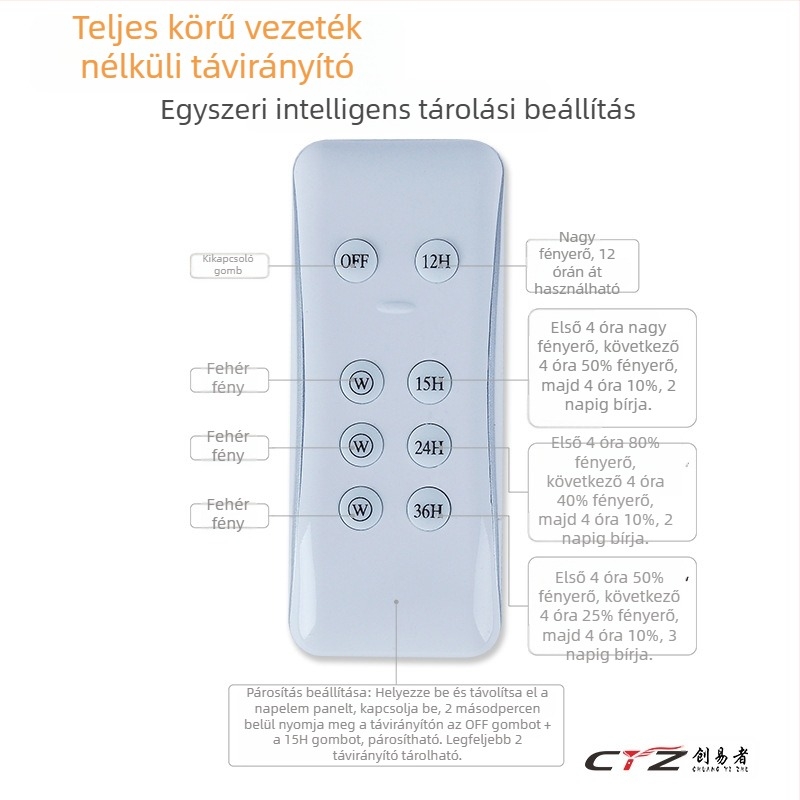 Napelemes kültéri LED utcai lámpa 100W, fehér fény IP65