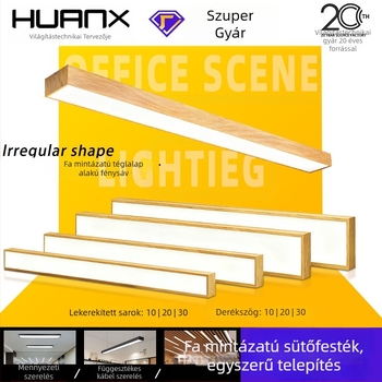 Fa textúrájú hosszú LED-függesztőlámpa irodába, edzőterembe, óvodába, bevásárlóközpontba és szupermarketbe