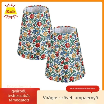 A-vonalú lenvászon lámpabúra, apró virágos retro mintával, hálószoba vagy hotelszoba dekorációhoz, DIY