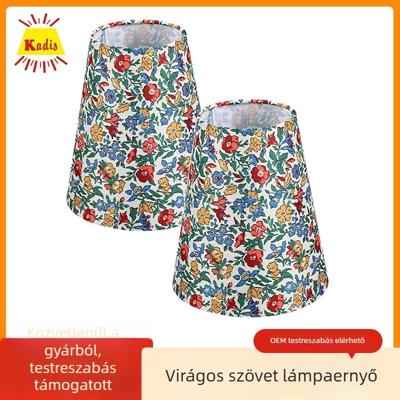 A-vonalú lenvászon lámpabúra, apró virágos retro mintával, hálószoba vagy hotelszoba dekorációhoz, DIY