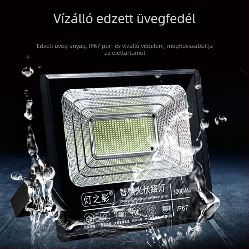 Kerti és kültéri LED napelemes reflektor, IP67, távirányító, 24 V