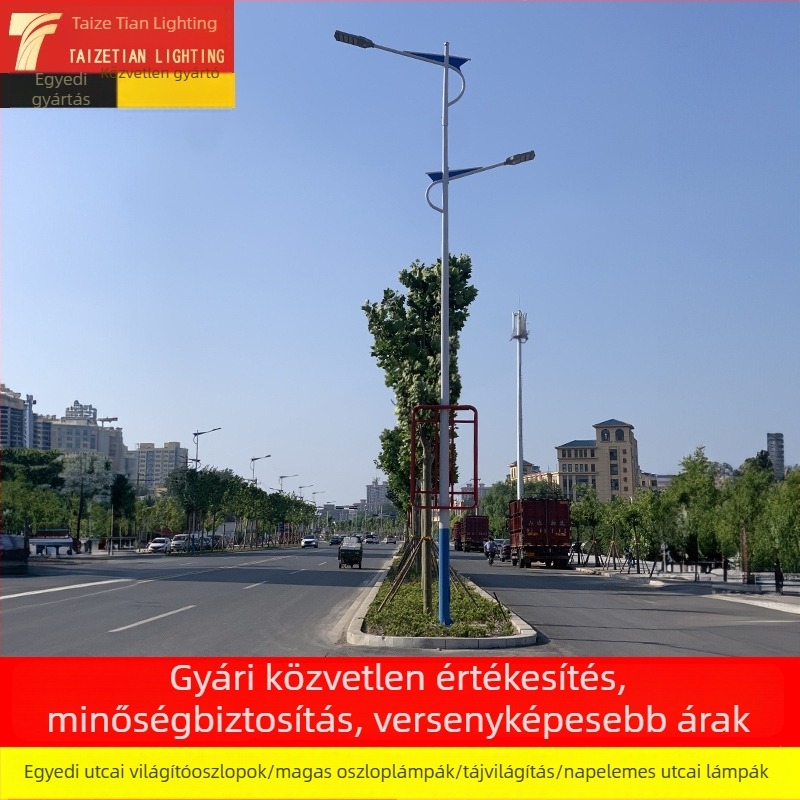 LED utcai lámpaoszlop, kültéri városi világítás, állítható magasság, 8–12 m
