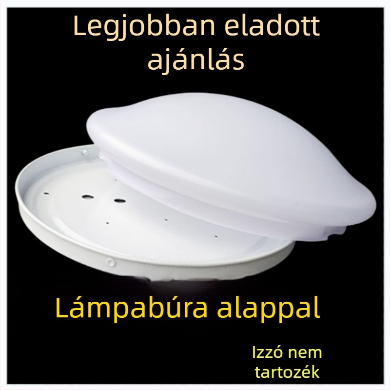 LED kör alakú mennyezeti lámpa ház árnyékolóval és vas alap – DIY világítás (izzó nélkül) hálószoba, folyosó, erkély