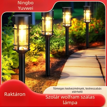 Napelemes LED wolframszálas kültéri világítás – utcai lámpa kerthez és gyephez