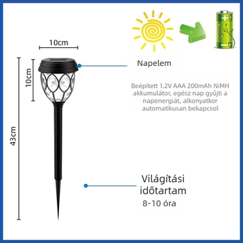 Napelemes LED díszlámpa mozgásérzékelővel, kültéri villa táj, kert, fű, járda, IP65