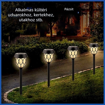 Napelemes LED díszlámpa mozgásérzékelővel, kültéri villa táj, kert, fű, járda, IP65