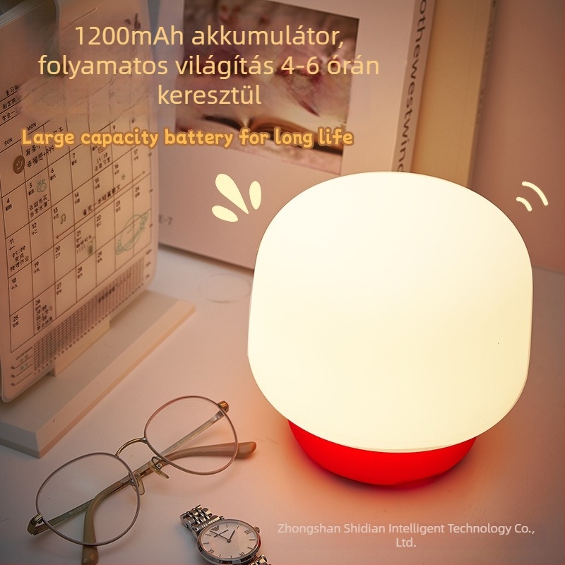 Szilikonból készült gomba alakú érintéses éjjeli lámpa, újratölthető, dekoratív LED világítás az éjjeliszekrényre