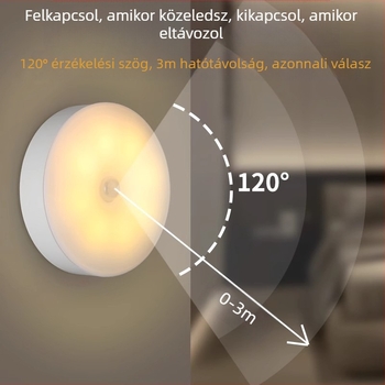 Mozgásérzékelős LED éjjeli lámpa, USB újratölthető szekrény- és garderobafény
