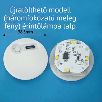 DIY újratölthető érintéses lámpaalap, 38 mm kör alakú, mini meleg fény, éjszakai fény