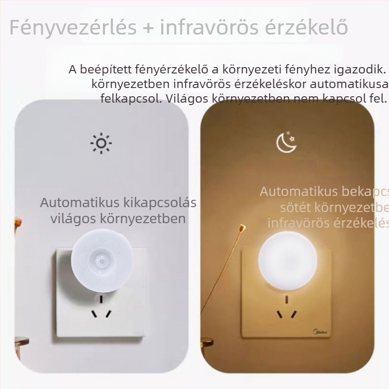 Mini virág alakú dugaszolható mozgásérzékelős éjjeli lámpa folyosóhoz és Fürdőszobához