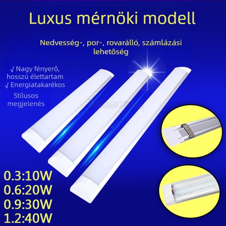 Háromvédelmi LED cső tisztító, ultra‑fényes 40W, dupla cső, teljes készlet, nappali fény iroda és otthon