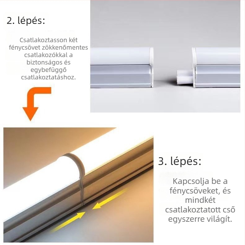 LED T5 cső, négyzet alakú, teljes műanyag, T8 integrált lámpa otthoni használatra