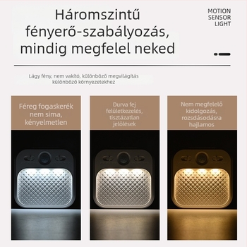 Intelligens mozgásérzékelős éjszakai lámpa USB töltéssel gardróbhoz, folyosóra, lépcsőhöz, konyhához és hálószobához; színes fény szoptatáshoz