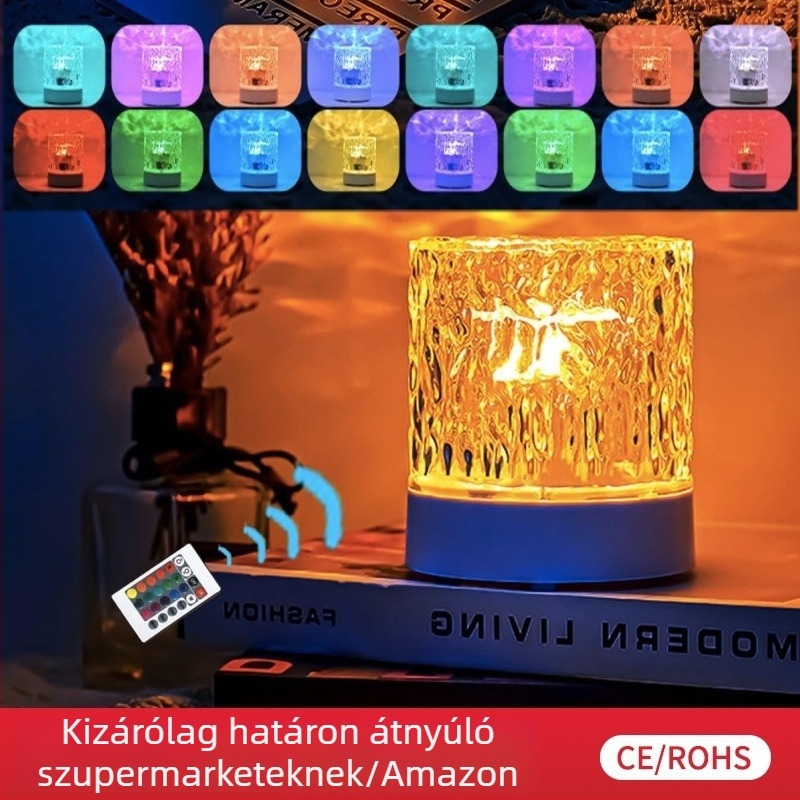 Kör alakú LED éjszakai lámpa dinamikus vízhullám effektussal, hálószobai éjjeliszekrény lámpa, kreatív romantikus fény és árnyék