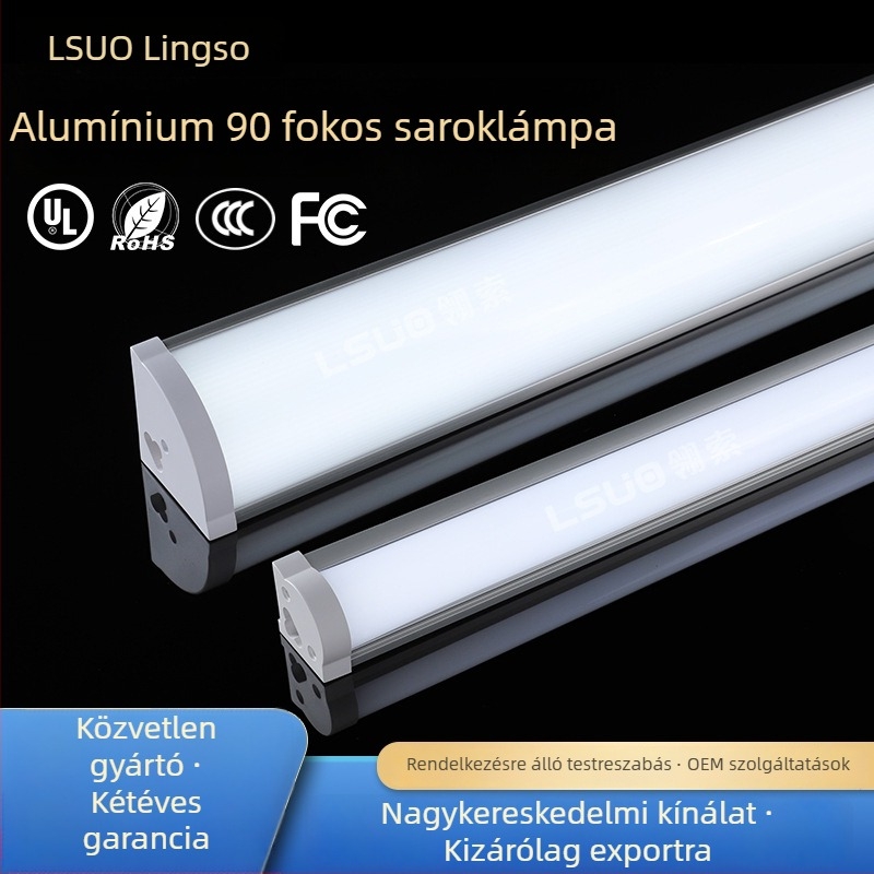 LED 90°-os szögű cső, falra szerelhető, nagy fényerő, integrált háromszög dizájn, hossz 1,2 m