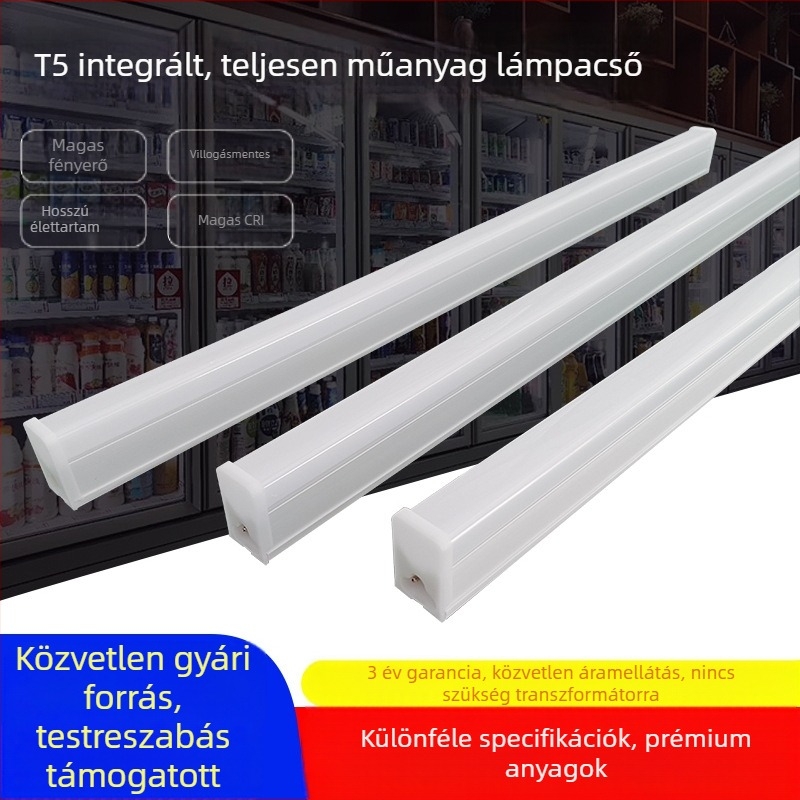 LED integrált T5 négyzet alakú, teljesen műanyag cső, polcokra, hosszú LED-szalag, rendkívül fényes