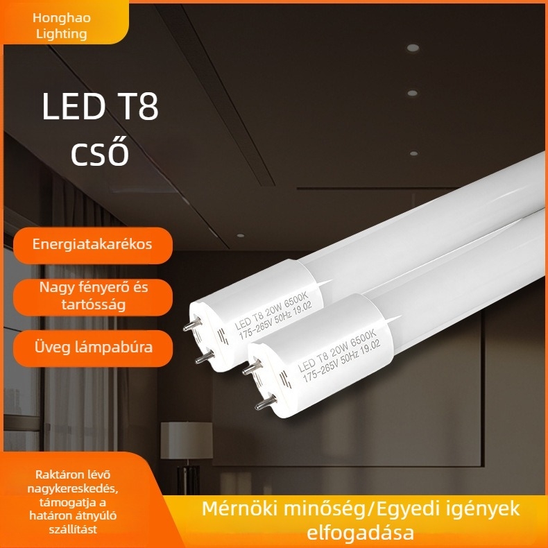 LED fénycső intelligens fényvezérléssel, üveg fluoreszcens cső, mikrohullámú radaros mozgásérzékelő, T8 cső