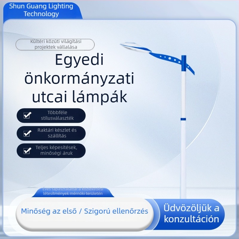 LED utcai világítóoszlop, 7 m magas, forró galvanizálású, 80W, A-karos dizájn